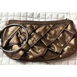 Trendy‎ Quilted Metallic Clutch with Ring Handle Wristlet
